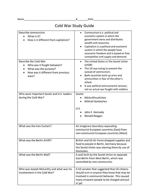 the end of the cold war note taking study guide answer Doc