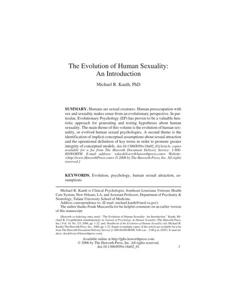 the evolution of human sexuality PDF