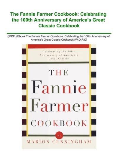 the fannie farmer cookbook anniversary Ebook Doc