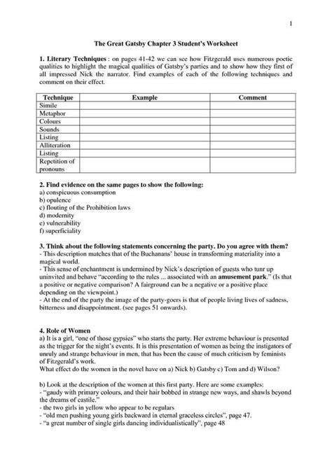 the great gatsby packet answers Epub