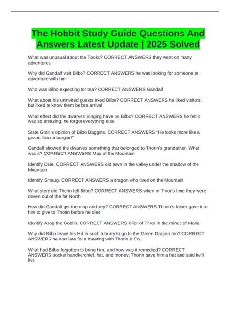 the hobbit study guide answers Doc
