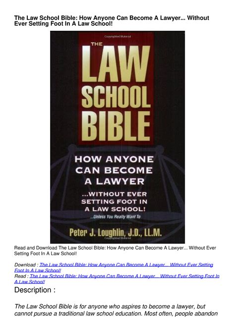 the law school bible how anyone can become a lawyer without ever setting foot in a law school Kindle Editon