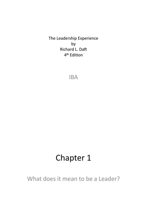 the leadership experience chapter 1 PDF