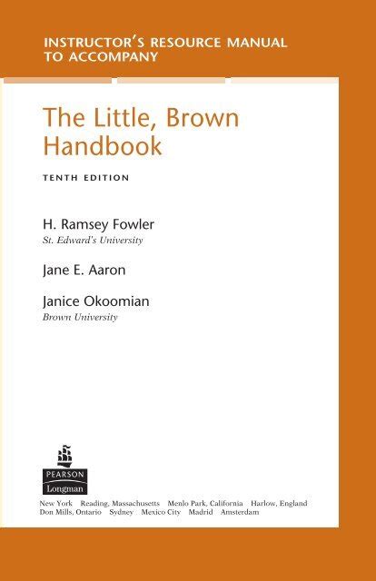 the little brown handbook pearson learning solutions Epub