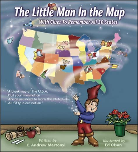 the little man in the map with clues to remember all 50 states Reader