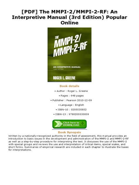 the mmpi 2 or mmpi 2 rf an interpretive manual 3rd edition Reader