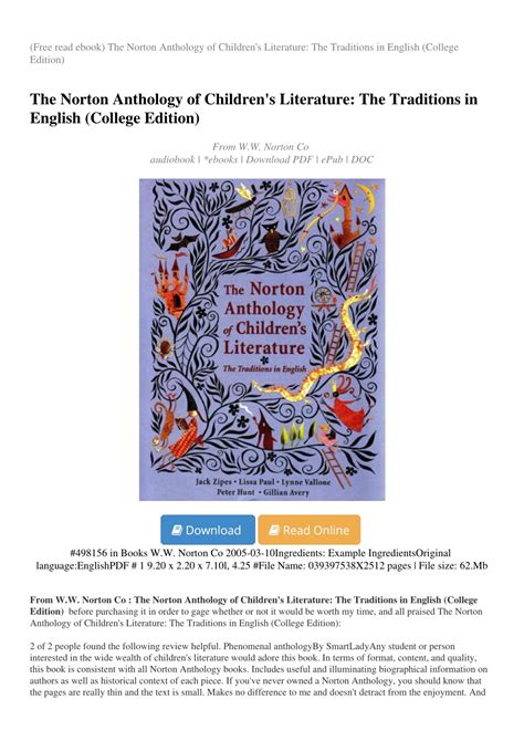 the norton anthology of childrens literature the traditions in english college edition Doc