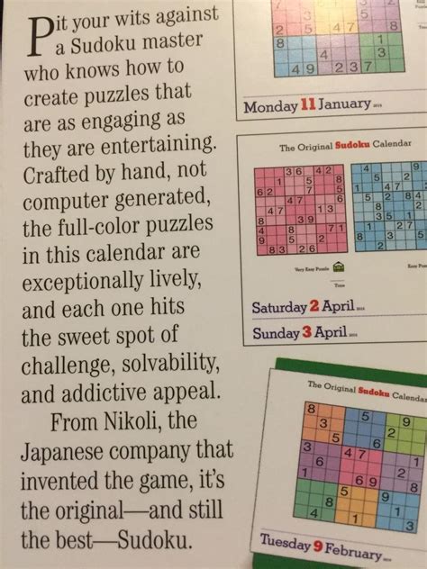 the original sudoku color page a day calendar 2016 Kindle Editon