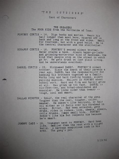 the outsiders script dialogue transcript PDF