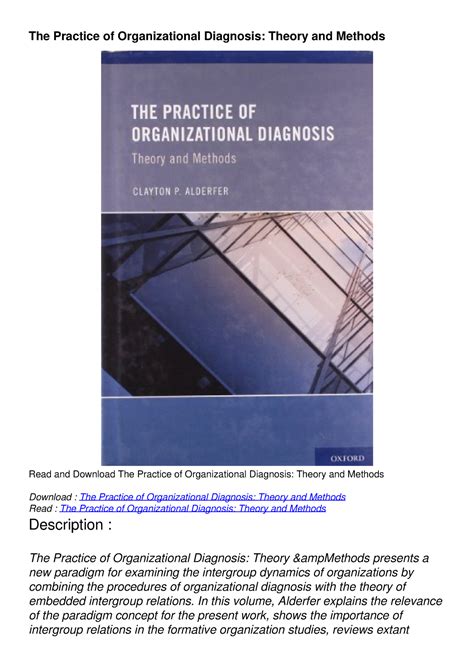 the practice of organizational diagnosis theory and methods PDF