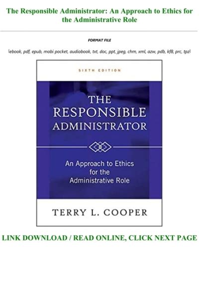 the responsible administrator an approach to ethics for the administrative role Doc