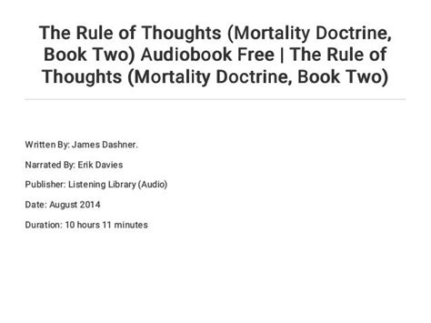 the rule of thoughts the mortality doctrine book two Kindle Editon