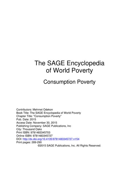 the sage encyclopedia of world poverty Reader