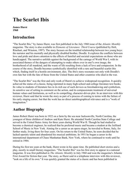 the scarlet ibis essay examples PDF