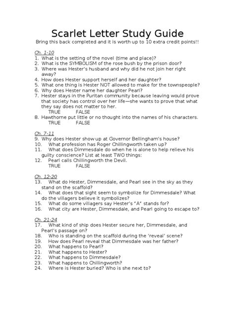 the scarlet letter study guide Epub