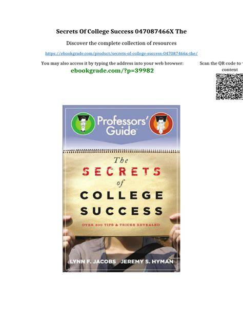 the secrets of college success Epub