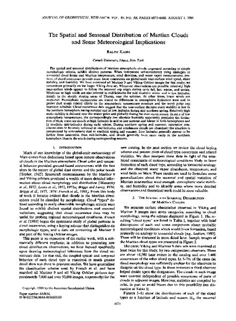 the spatial and seasonal distribution of martian clouds and some meteorological implications pdf Doc