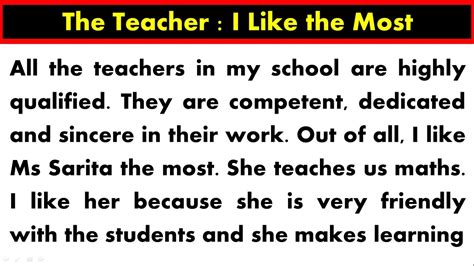 the teacher i like most essay Doc