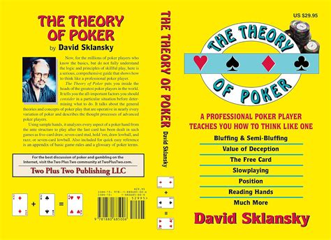 the theory of poker a professional poker player teaches you how to think like one Epub