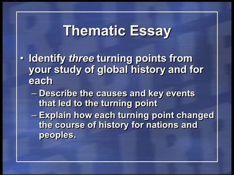 thematic essay turning points Reader