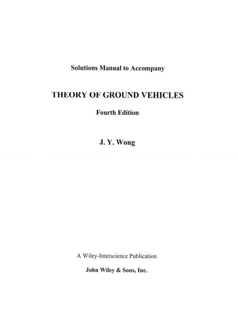 theory of ground vehicles solution manual Doc