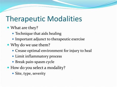 therapeutic modalities Reader
