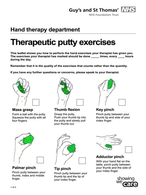 theraputty exercises handout for kids PDF