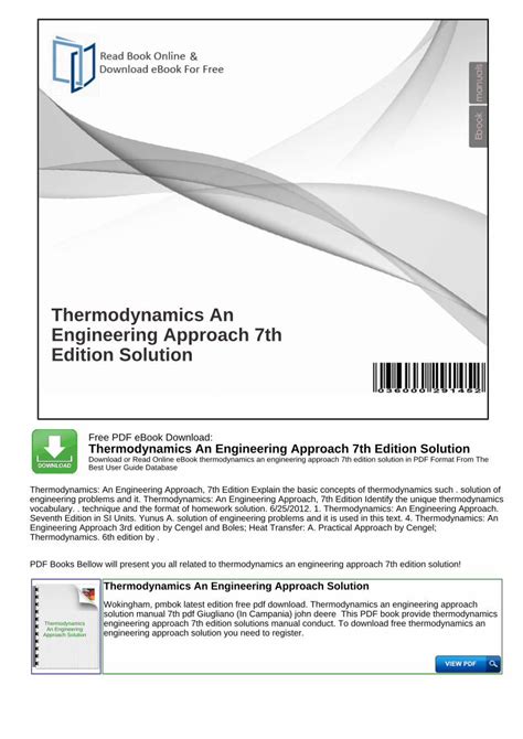 thermodynamics an engineering approach 7th edition Ebook Doc