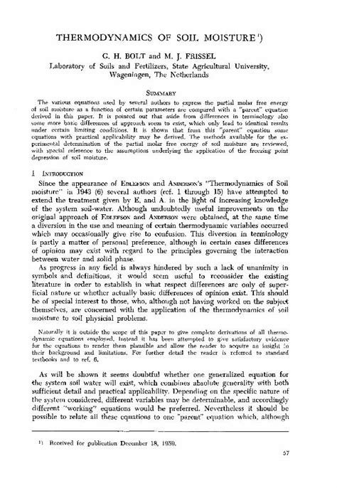 thermodynamics of soil moisture PDF