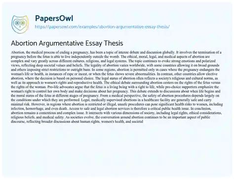 thesis for an abortion paper Epub