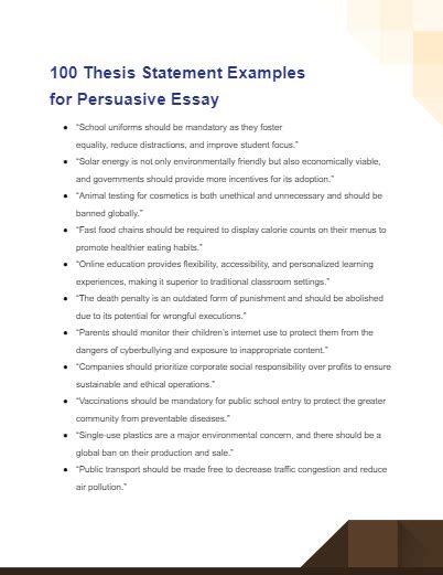 thesis statement example for persuasive essay PDF