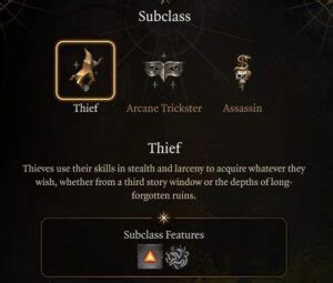 thief subclass bg3