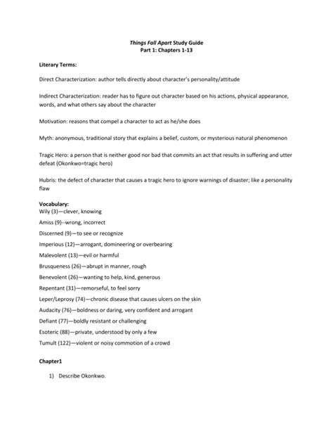 things fall apart study guide answers 1 13 Epub
