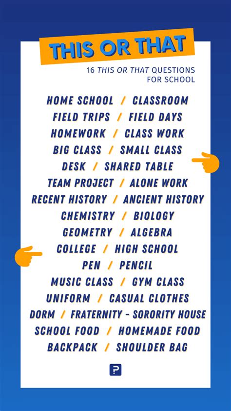 this or that questions high school