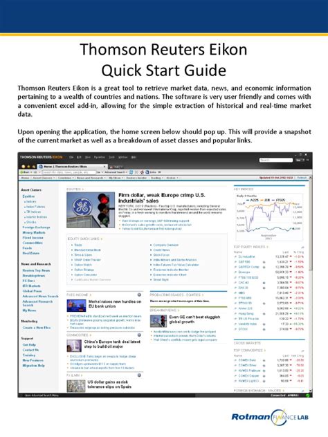 thomson reuters eikon quick start guide Reader