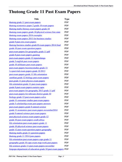 thutong preparatory exam papers Epub