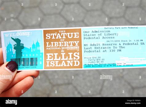 ticket of statue of liberty