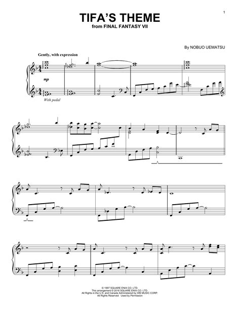 tifa's theme sheet music