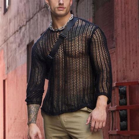 tillys knitted mens see thru shirt