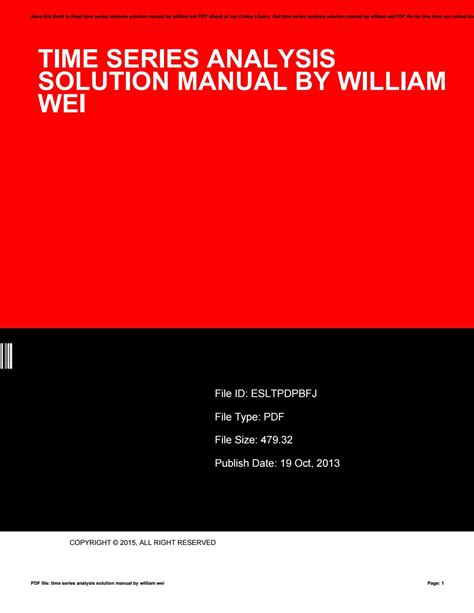 time series analysis solution manual by william wei PDF