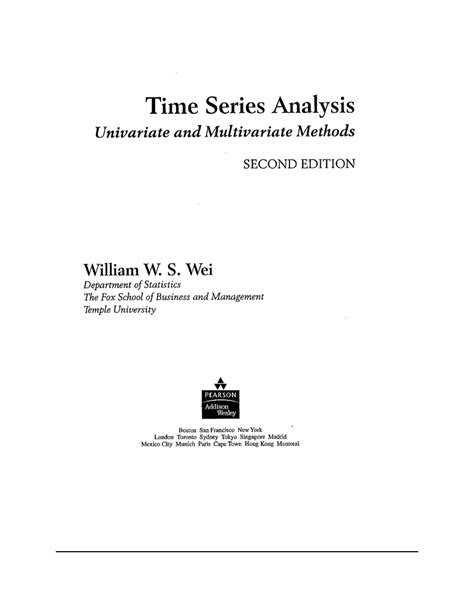 time series analysis univariate and multivariate methods Reader