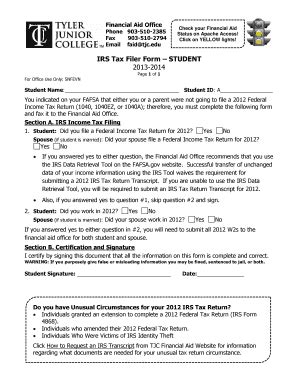 tjc financial aid number