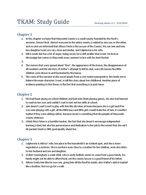 tkam study guide answer key PDF