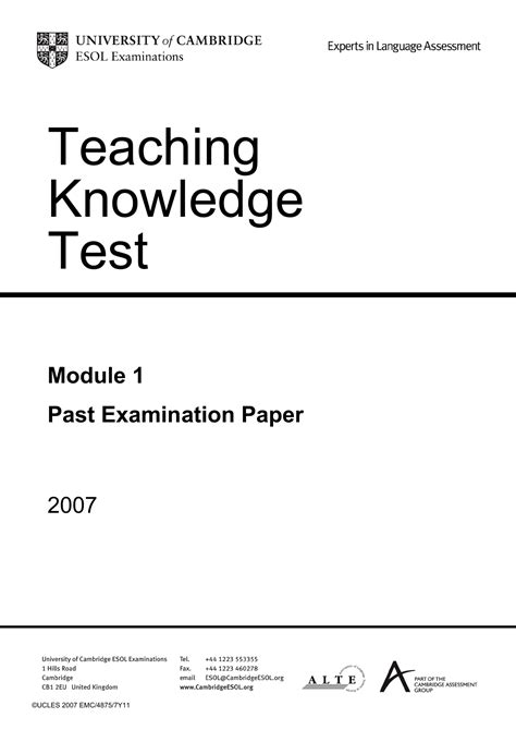 tkt exam past papers Reader