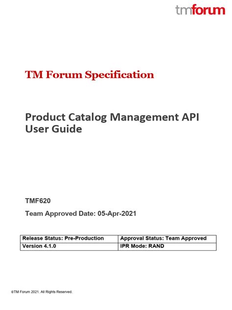 Tmf620 Product Catalog Management Open Api