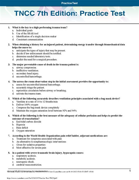 tncc 7th edition test answers Kindle Editon