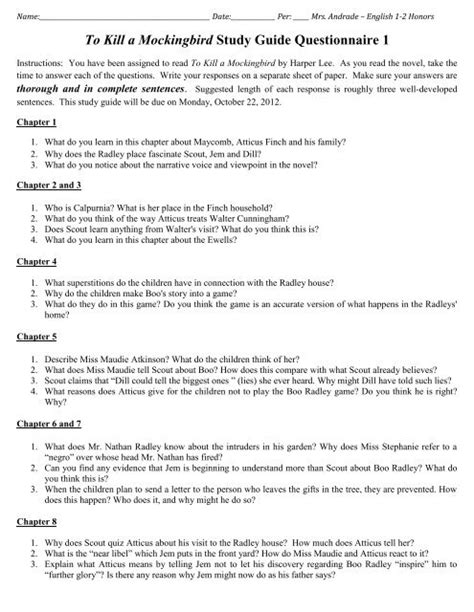 to kill a mockingbird chapter 12 14 study guide answers Kindle Editon