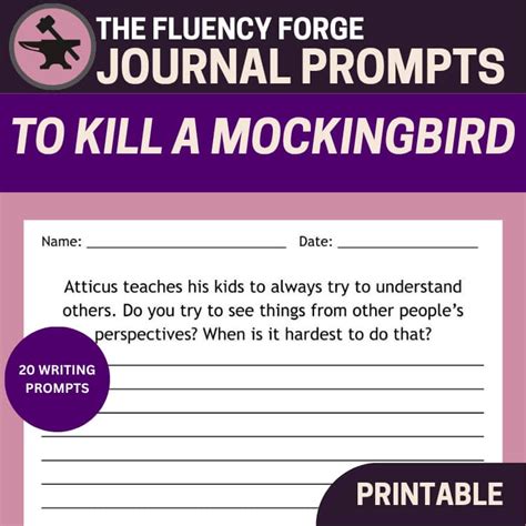 to kill a mockingbird journal prompts PDF