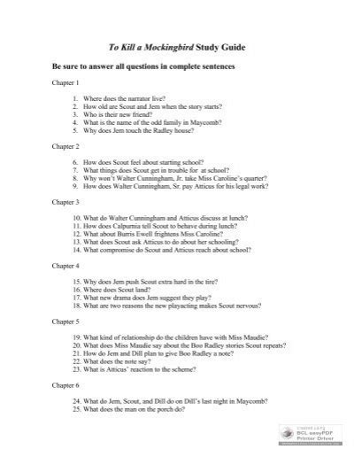 to kill a mockingbird study guide student edition answers pdf PDF