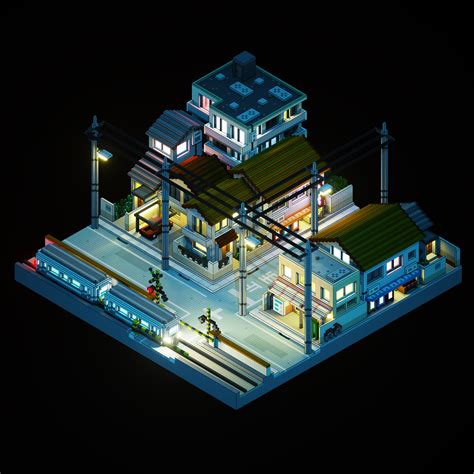 tokyo city street isometric